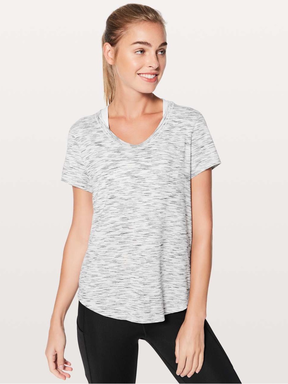 Lululemon Meant To Move Tee Tiger Space Dye Black White Large Athleisure Casual